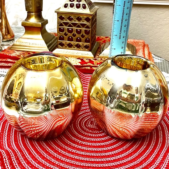 VINTAGE HANDBLOWN GLASS CANDLE HOLDERS/PILLARS - Picture 3 of 4
